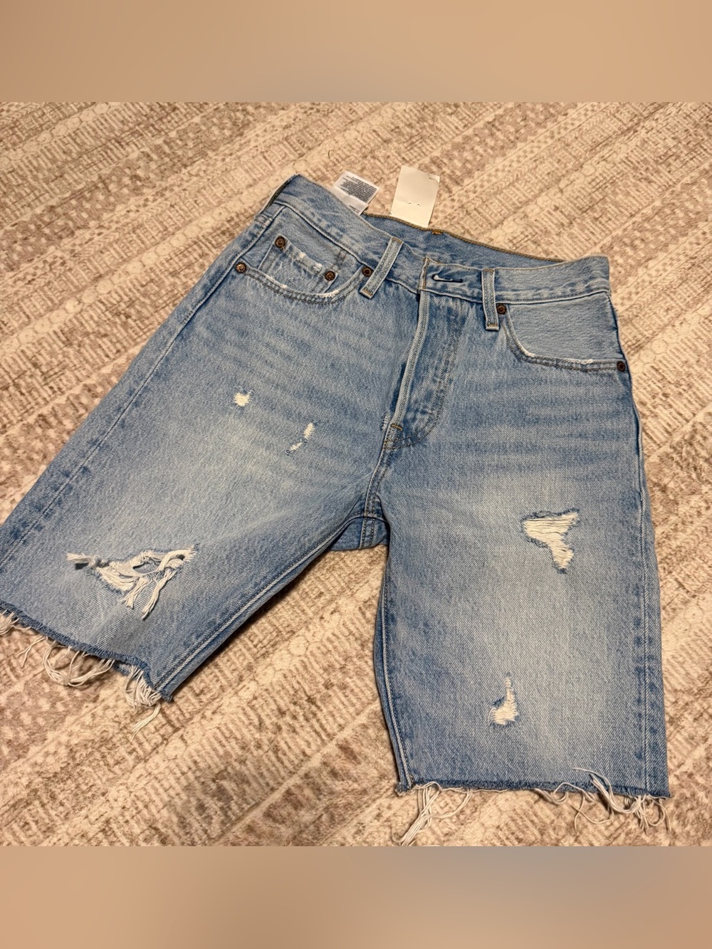 Levi's Light Blue Distressed Denim Shorts